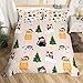 Erosebridal Xmas Bedding Sets Full Lovely Cat Comforter Cover Merry Christmas Bed Sets Cute Animal Themed Duvet Cover Cartoon Kitten Pet Quilt Cover for Kids Boys Girls Xmas Gifts 3pcs (No Comforter)