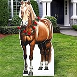 Watersay 6ft Derby Horse Cardboard Cutout Stand up Life Size Western Party Decorations with Horse Cutout Artificial Rose Garland for 2026 Derby Day Race Party Photo Booth Props Decor