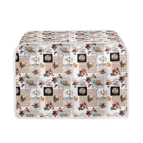 Hechitok Toaster Cover for Kitchen Coffee Pattern Toaster Dust Cover, Washable & Waterproof for Kitchen Universal Size Microwave Oven Dustproof Cover Women Gift