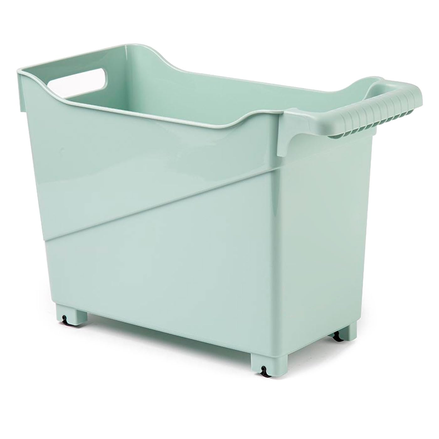 ACAN Tradineur Pack de 4 Carritos de plástico multiusos con ruedas Cesta para Diversos usos con Ruedas para moverlo Cesto para organización y Almacenamiento N.grados 3-26 x 18 x 38 cm Color: Verde