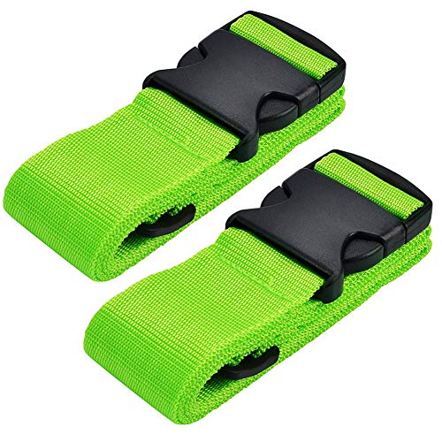 Vockvic Paquete de 2 Correas para Equipaje Correas de Equipaje de Viaje Ajustables(Green)