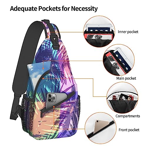 Hawaii Hawaiian Sling Bag,Multipurpose Crossbody Backpack Shoulder Chest Bag for Women Men Travel Hiking Daypack4