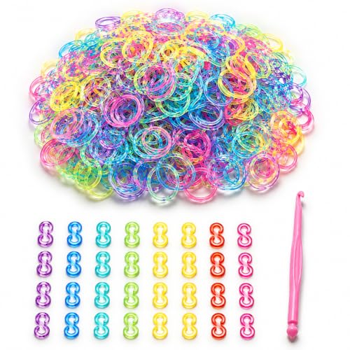 DasKid (600+ Glow in Dark Refills Loom Bands Refill Pack with Tool and Colorful Connectors Art Craft Refills for DIY Bracelet Making Refill Kit (600+)