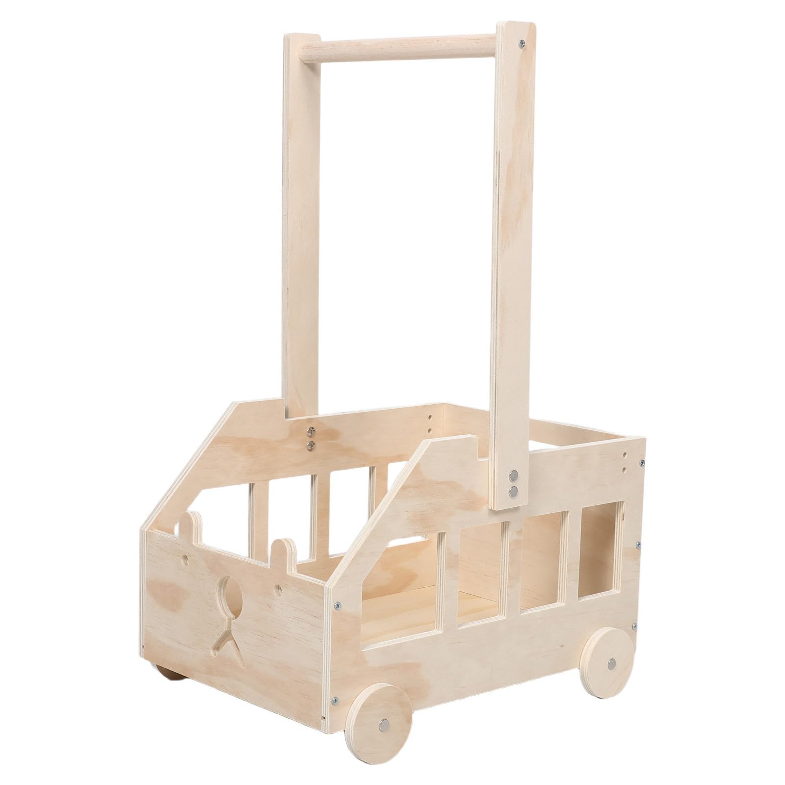 Caja Organizadora Diseño Oso Adorable para Ñiño de Madera con Ruedas y Asa Alta Segura y Fácil de Transportar para Habitaciones Infantiles y Celebraciones