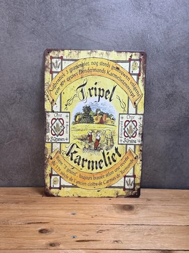PLAK2L -Plaque Métal Vintage Décorative Triple Karmeliet - 30x20cm