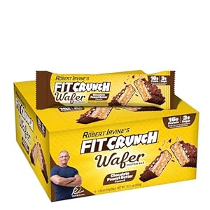 FITCRUNCH Wafer Protein Bars, Designed by Robert Irvine, 16g of Protein & 3g of Sugar (9 Bars, Chocolate Peanut Butter)