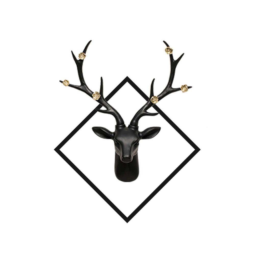 Decorazione da Parete Scultura da Parete Cervo, Testa da Parete Appesa Testa di Animale in Resina Tridimensionale Pendente da Parete con Cornice Ristorante