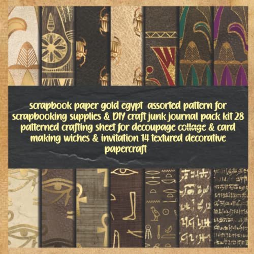 scrapbook paper gold egypt assorted pattern for scrapbooking supplies & DIY craft junk journal pack kit 28 patterned crafting sheet for decoupage ... invitation 14 textured decorative papercraft image 2