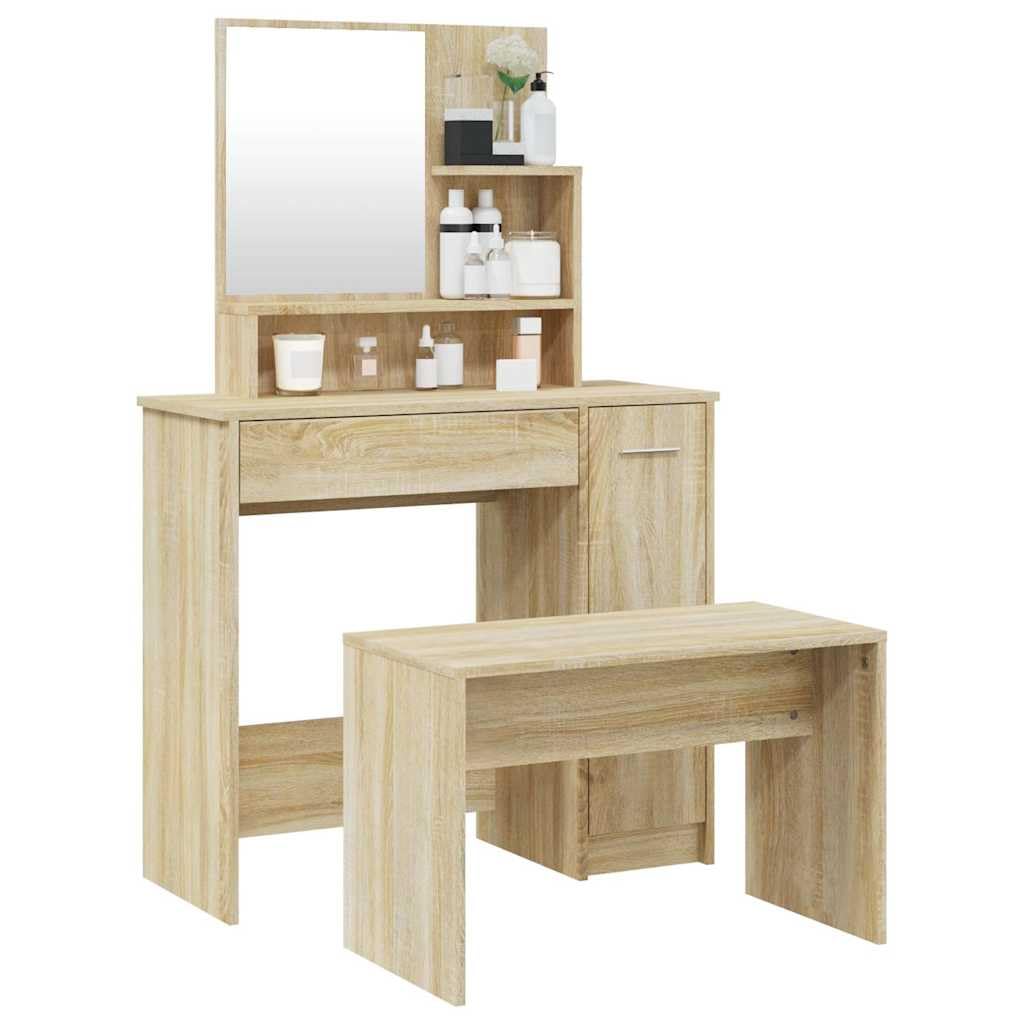 Schminktisch-Set Sonoma-Eiche 86,5x35x136 cm Holzwerkstoff Schlafzimmer Stabil