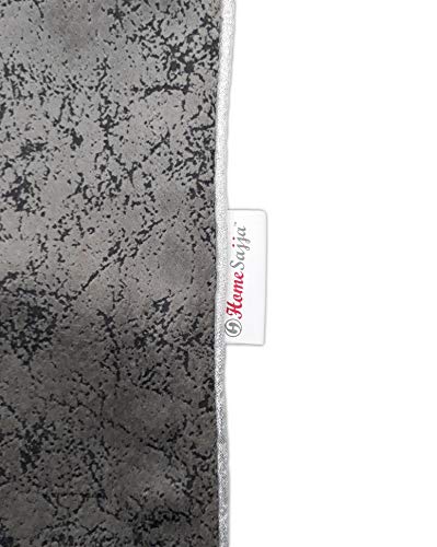 Image of Home Sajja Premium Velvet 1 Diwan Sheet, 2 Bloster with Dori, 5 Cushions Cover, Size- 60 x 90, Colour-Grey & White