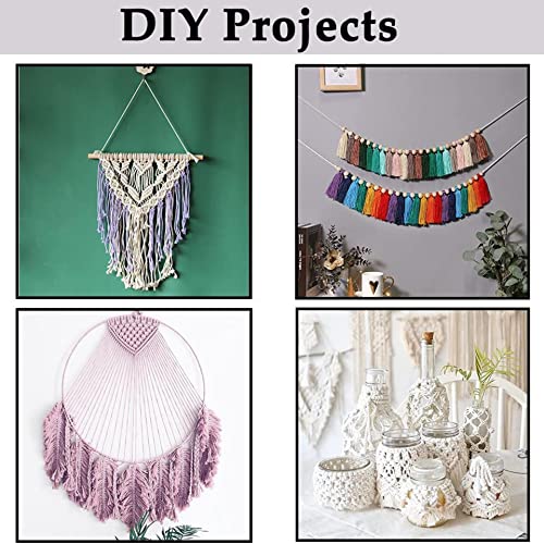 Image of ecofynd 50 Meters Light Yellow Colour Cotton Cord, Colour Dori for Wall Hanging Plant Hanging Craft Making, Natural Thread Rope for Handmade Plant Hanger (Cord-LYL)