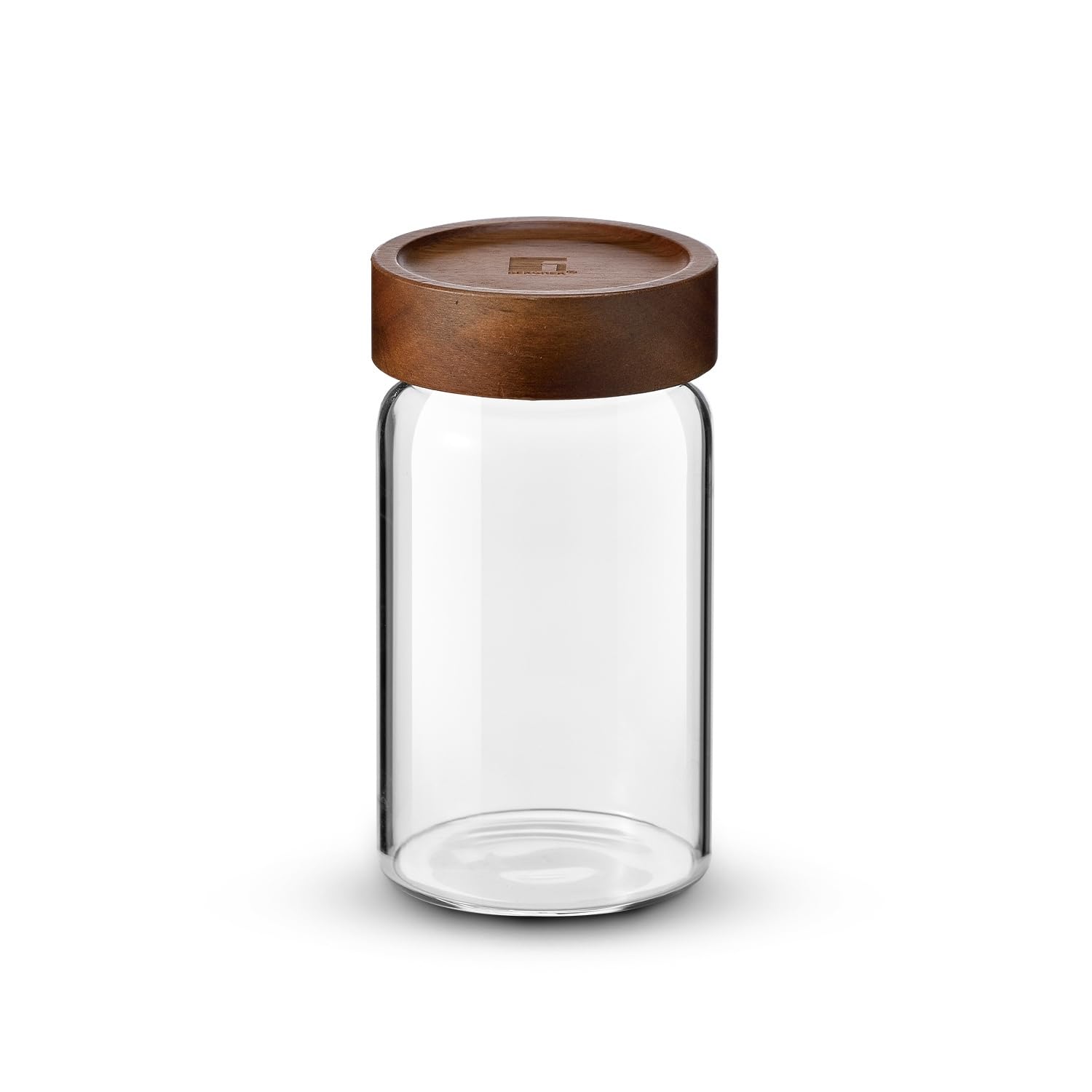 BERGNER Acadia Borosilicate 550ml Glass Jar with Solid Wood Lid, For Storing and Preserving Sugar, Flour, Tea, Coffee, Spices, Oats | Airtight Multipurpose Glass Container for Kitchen