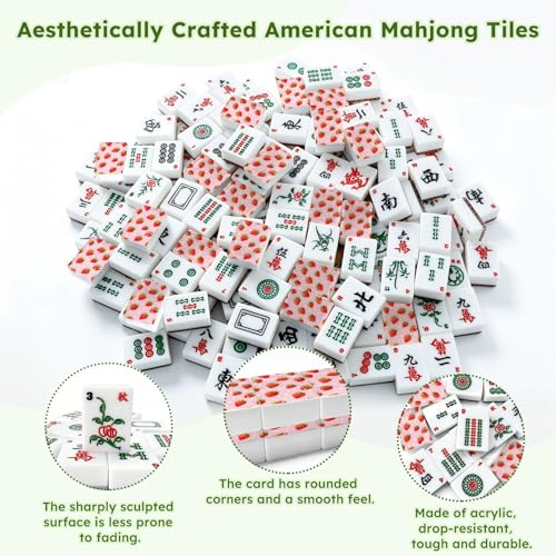 Set de Mahjong Americano con 166 fichas y accesorios miniatura 6