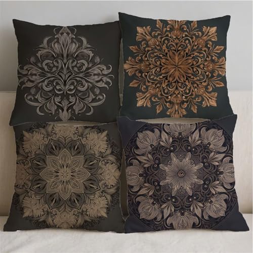 Housse de coussin 40x40cm ocre déhoussable avec zip invisible - 3