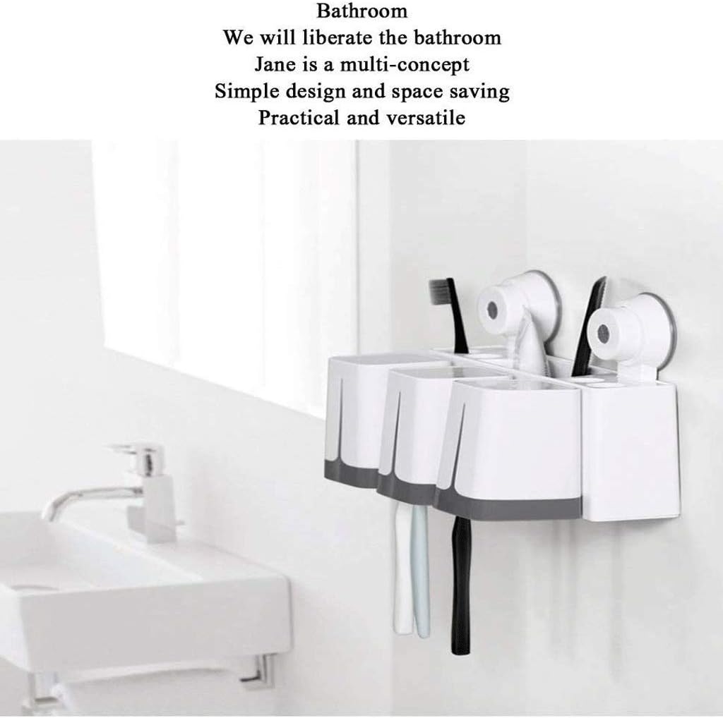 Toothbrush Holder Anti-dust with 3 Cups Easily Wall Mounted Electric Storage Set