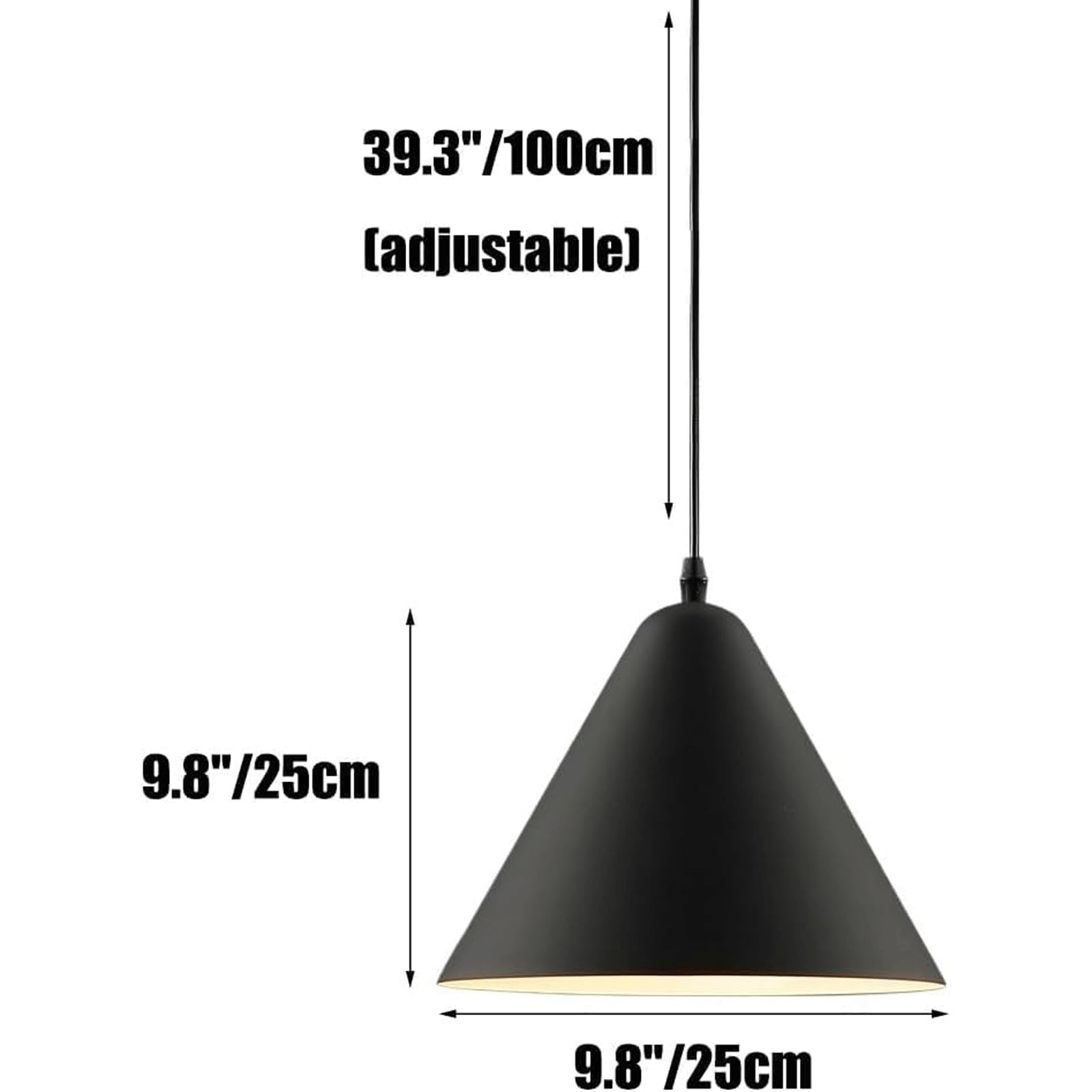 Nowoczesna wisząca oprawa oświetleniowa 1-punktowa metalowa stożkowa lampa wisząca styl skandynawski aluminium pojedyncza lampa wisząca na wyspę kuchenną (biały, S)