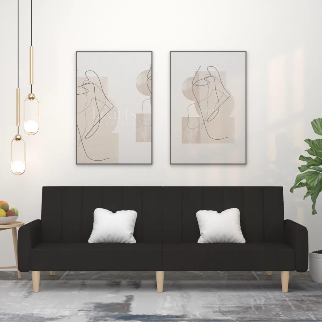 Sofa Bed Black Polyester Living Room Furniture