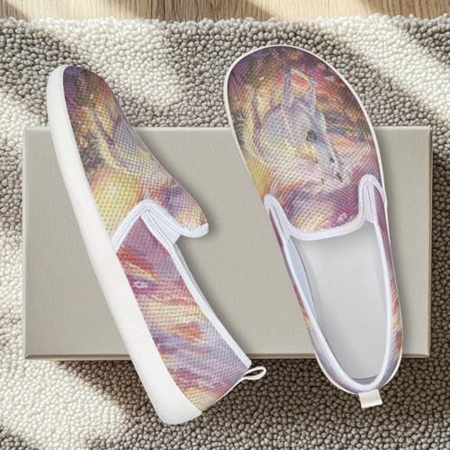 Howilath Horse Print Slip on Loafers for Women Mesh Flat Shoes Casual Sport Sneakers for Hiking Travel Camping2