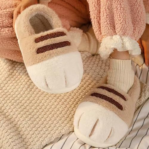 Cute Paw Slippers for Women, Fuzzy Memory Foam Full Slippers, Slip-On Novelty House Slippers for Indoor & Outdoor Use2