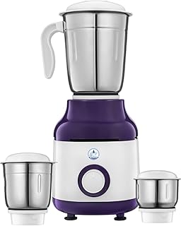 GRAND PLUS White Purpel 550 W Mixer Grinder with 3 Multipurpose Jars for Grinding, Blending & Mixing| High-Performance Motor |Super Efficient & Power Saving | 1Y Warranty(Neo | 3 Jars| White, Purpel)