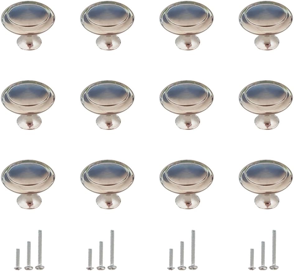 12 Pack Kitchen Cabinet Knobs, Dresser Drawer Knob with Screws, Round Cabinet Knobs, Round Drawer Knob (Black)