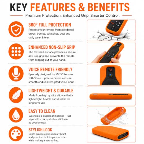Image of Mi Tv Remote with Voice Silicone Remote Cover Compatible with | Soft Protective Case with Lanyard | Shockproof, Dustproof & Anti-Slip Skin