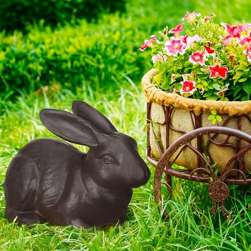 Geelin Cast Iron Rabbit Garden Statue Vintage Bunny Garden Figurines Patio Yard Lawn Doorstop Ornament for Outdoor Home Office Decoration Animal Lover Gift