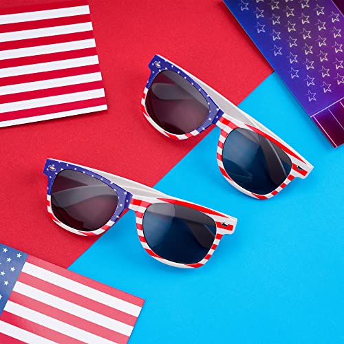 Bylion 4th of July Accessories Sunglasses for Women Men, 4 Pairs American Flag Sunglasses, Patriotic Party Favors Supplies Costume Dress-up & Pretend Play, Independence Day Memorial Day Decor3
