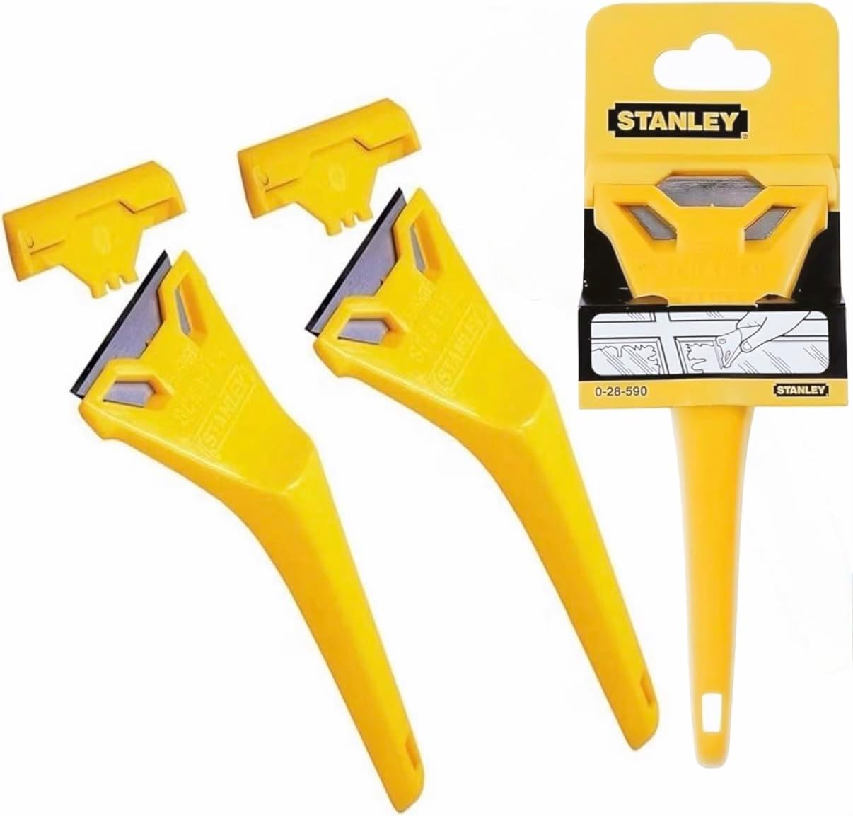 2X Stanley DIY Window Scraper - for Glass, Paint, Poster - Residue Remover - 7 inch (178mm) Wallpaper Edge Trimmer Cutter (Pack of 2).
