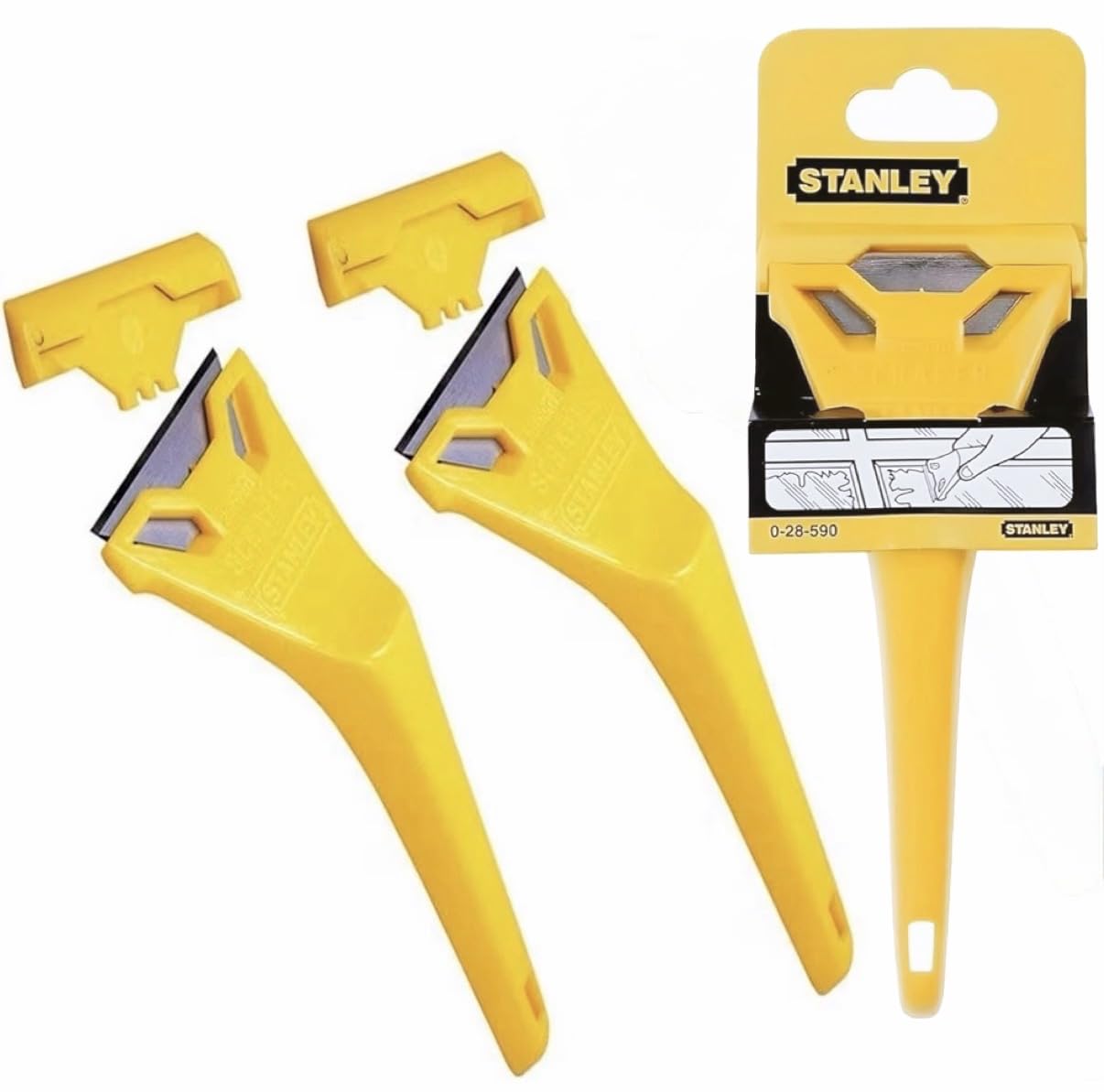 2X Stanley DIY Window Scraper - for Glass, Paint, Poster - Residue Remover - 7 inch (178mm) Wallpaper Edge Trimmer Cutter (Pack of 2).