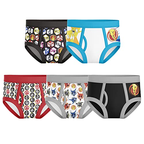 Power Rangers Boys' Amazon Exclusive 100% Combed Cotton 5-Pack Brief in Sizes 4, 6 and 8