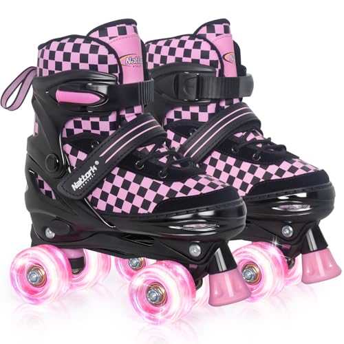 Nattork Adjustable Roller Skates with Checkerboard Design