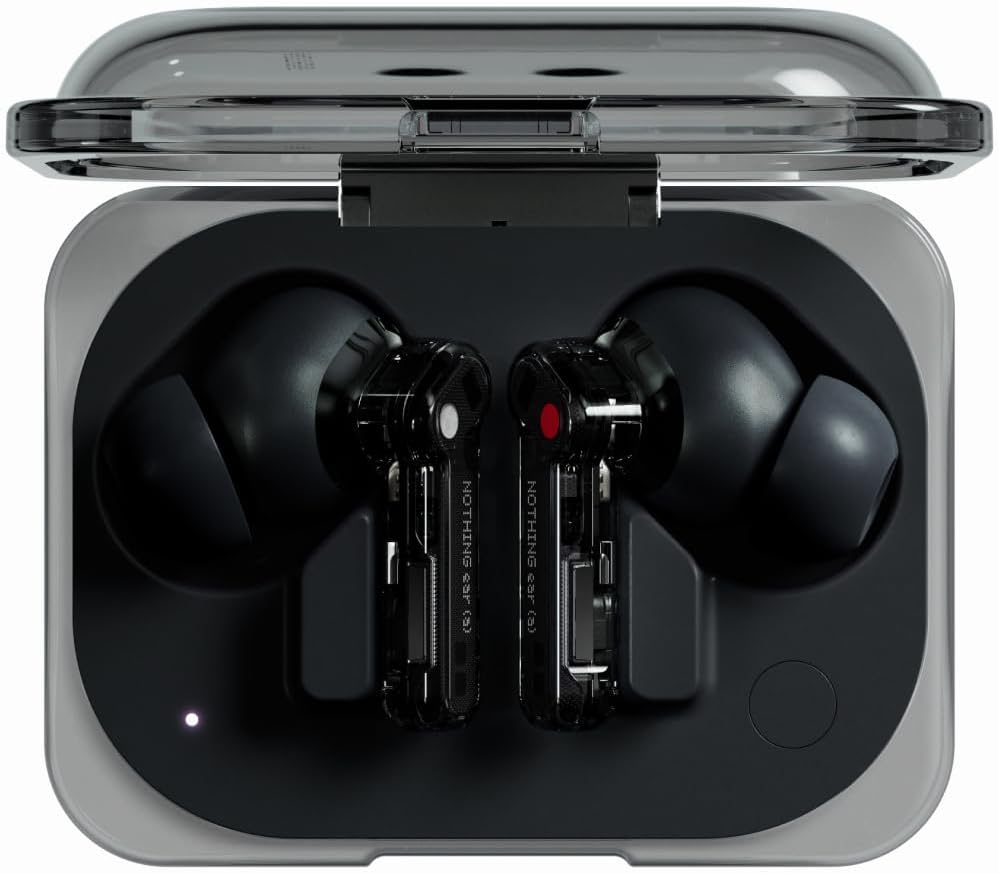 Nothing Ear (a) wireless ear buds with Active Noise Cancelling, Bass Enhance Algorithm and up to 42.5 hours of listening time - Black