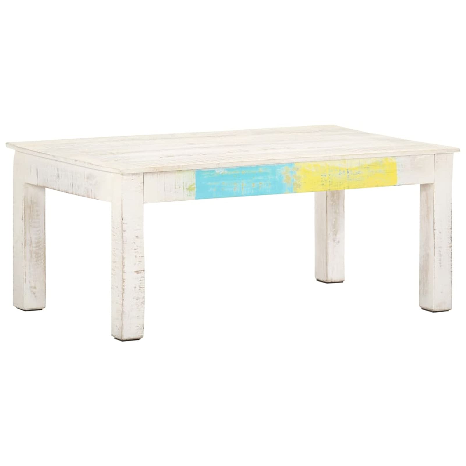 Homgoday Table basse blanche 110 x 60 x 45 cm en manguier massif, table d'appoint, table d'appoint pour salon, salle de réception d'invités, chambre à coucher et mobilier de bureau
