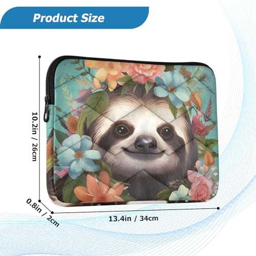 Funda para laptop con diseño de perezoso y flores 13-14 pulgadas miniatura 3