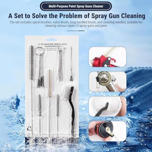 21 Pièces Kit de Nettoyage pour Pistolet à Peinture, Brosses de Pistolets Pulvérisateur Complet pour Nettoyer les Pistolets à Peinture à L'aérographe Buses et Embouts – Image 4