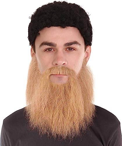 HPO Men's Synthetic Hair Long Beard Cosplay Facial Hair (Mix-Brown)