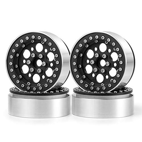 RCLIONS Aluminum Alloy 2.2 Beadlock Wheels Rims for Wraith,TRX4,SCX10 1/10th Scale RC Crawler Car -Pack of 4pcs (Black) RCLIONS Aluminum Alloy 2.2" Beadlock Wheels Rims for Wraith,TRX4,SCX10 1/10th Scale RC Crawler Car -Pack of 4pcs (Black)