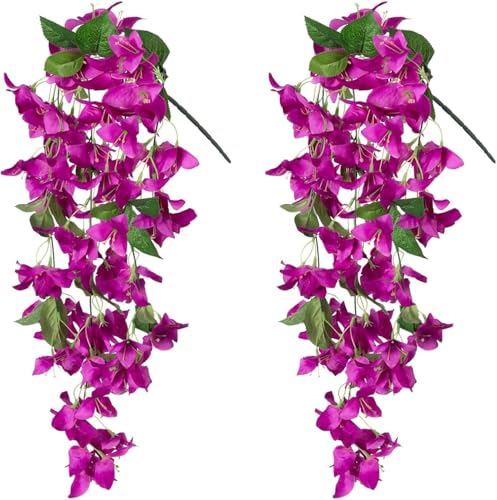 Image of Nutts Artificial Bougainvillea Silk Vines Creepers Hanging Flower Garland for Wedding & Home Decoration, Flower Garland (1, Bougainvillea Creeper (Purple))