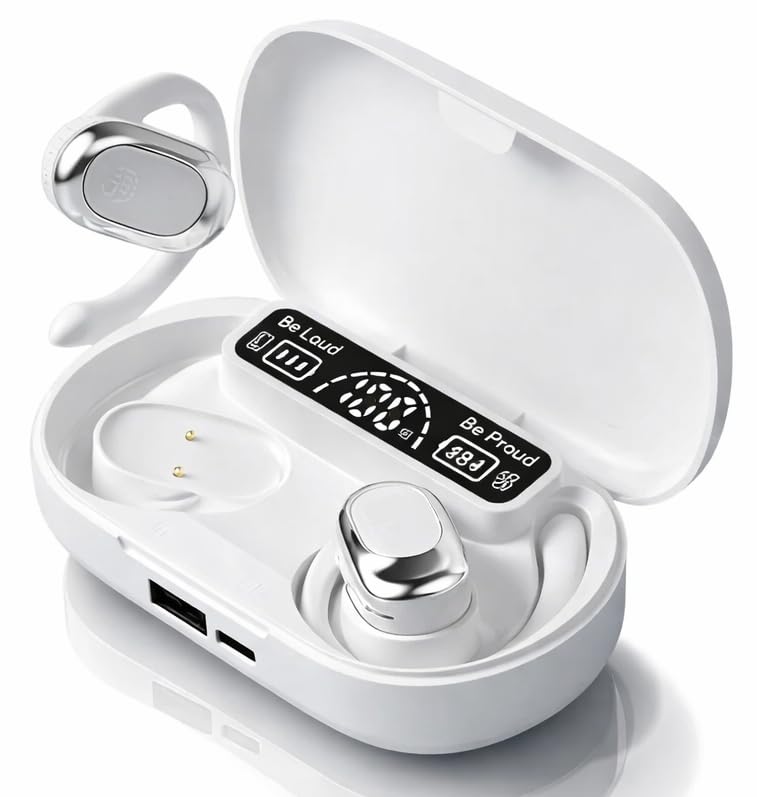 M300 OWS Ear Wireless Earbuds with Display | ENC Mic for Crystal-Clear Calls | 60hr Playtime with Type-C Fast Charging | BT V5.4 Gaming Bluetooth Earphones (White)-image-29