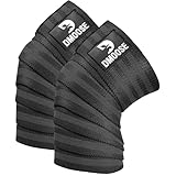 DMoose Fitness 重量挙げ、パワーリフティング、ジムワークアウト、クロスフィット、ロング78"長さ、強化締めサポート男性または女性用圧縮膝ラップ) 78インチ ブラック/ストライプ(ペア)