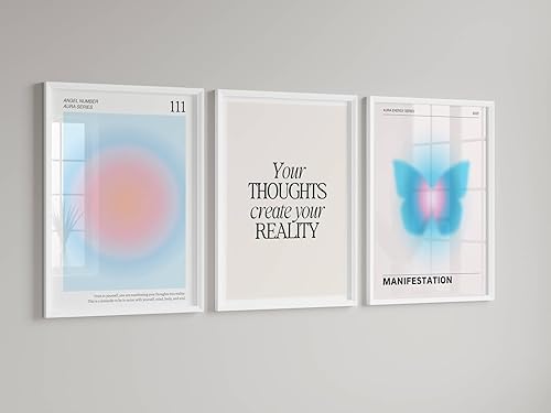 Miniatura 4 de iHery Juego de 3 pósteres extra grandes sin marco con números de ángel 111, calidad premium de 16 x 20 pulgadas, lienzo de aura artística para