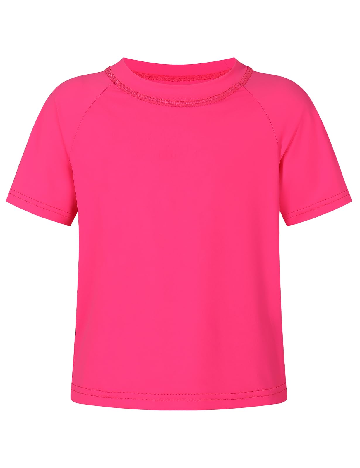 Spring&Gege Girls UPF 50+ Quick Dry Short Sleeve T Shirts Split Back Crop Athletic Workout Neon Tops, Neon Pink, Size 11-12 Years