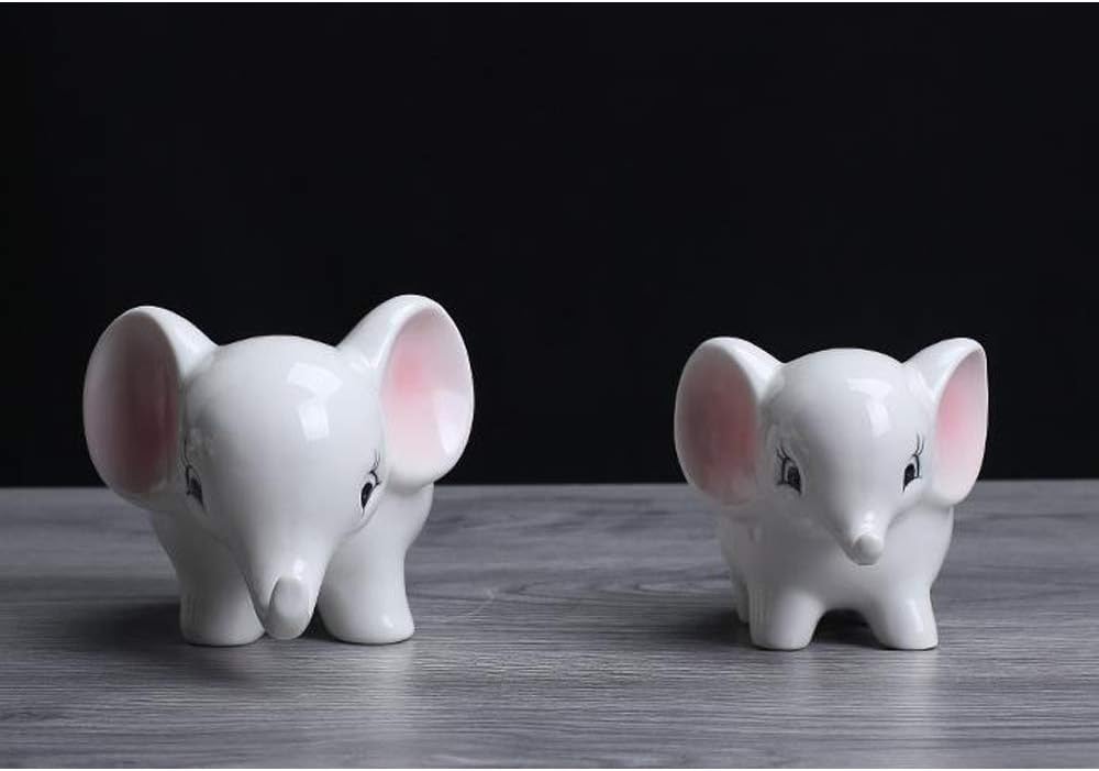 Elephant Plant Window Boxes White Mini Ceramic Flower Pot Cute Animals Succulent Planter Flowerpot (Mother and Son 1 Set)