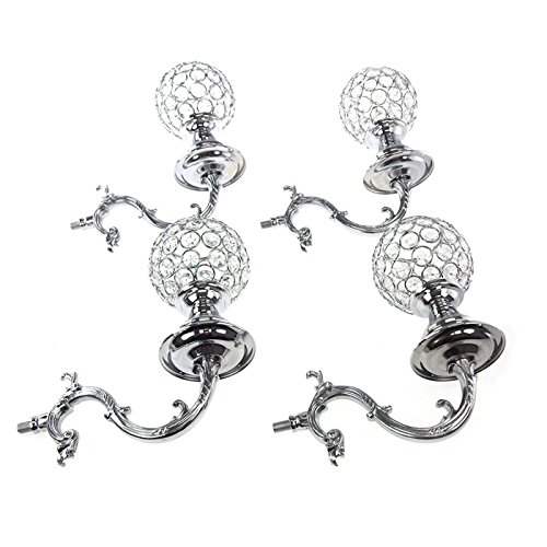 Homeford Firefly Imports Candelabra Crystal Globe Centerpiece, 5 Arm, Silver #TOP3