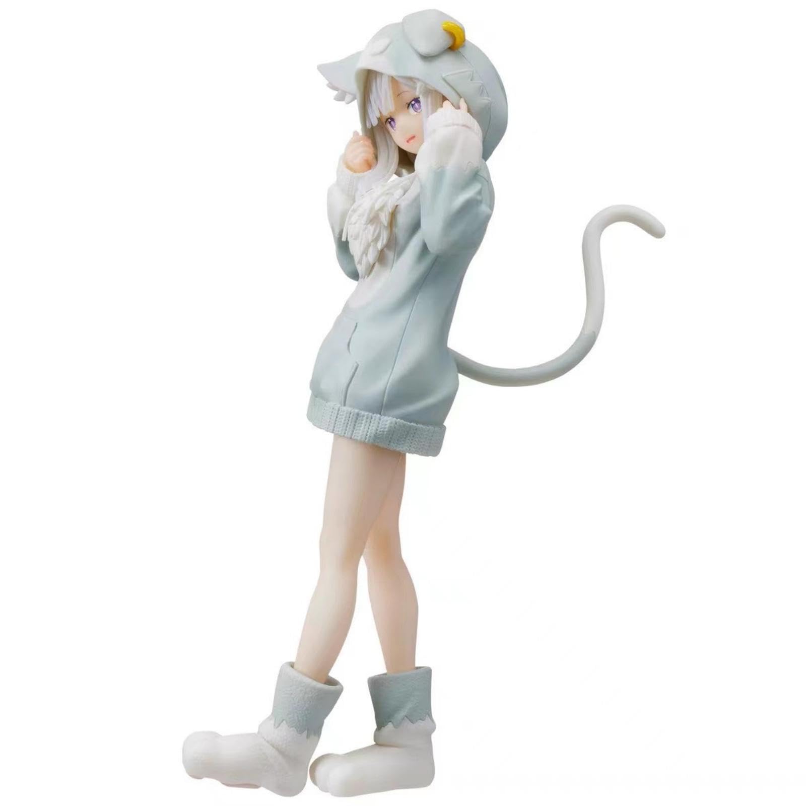 Luxetoys Rem Ram and Emilia Puck Image Anime Figure Character 21cm and PVC Model Toy Decoration Furniture for Display and Gift (Emilia(225g))