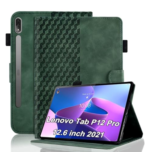 Vkooer Funda para Lenovo Tab P12 Pro de 12.7 pulgadas 2024 de piel sintética de alta calidad con soporte de visualización multiángulo y ranuras para tarjetas, funda inteligente para tablet Lenovo Tab