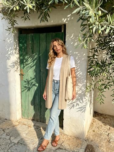 Image of Beautiful Nomad Sleeveless Cardigans for Women Long Sweater Vest