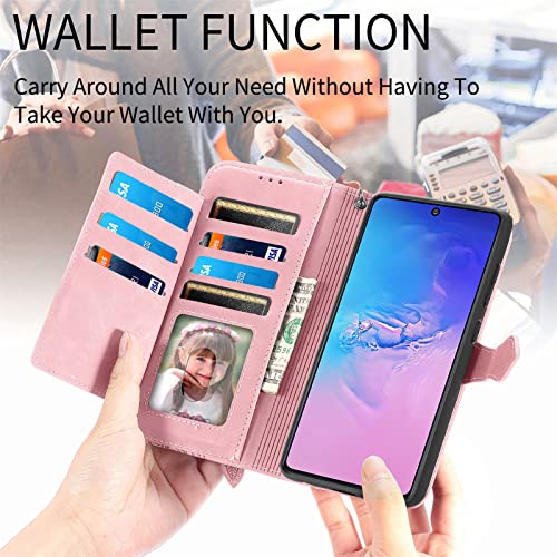 Furiet Compatible With Samsung Galaxy S10 Lite Wallet Case With Wrist Strap Lanyard Leather Flip Card Holder Stand Cell Accessories Folio Purse Credit Id Phone Cover For S10Lite S 10 10S A91 Pink thumb #3