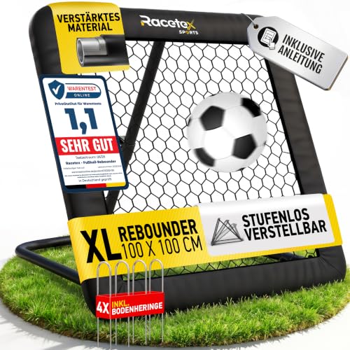 Racetex Rebounder für Fußball - Fussball Rebounder mit robuster Konstruktion - Stufenlos Verstellbar - Fußball für Schuss-, Pass- und Ballannahme Training (B6)